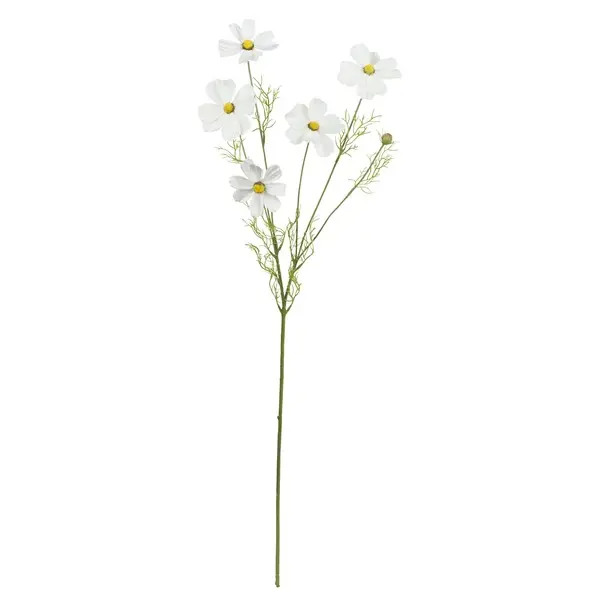 White Cosmos Branch, Flower Pot - Polyester, Iron, 78 cm