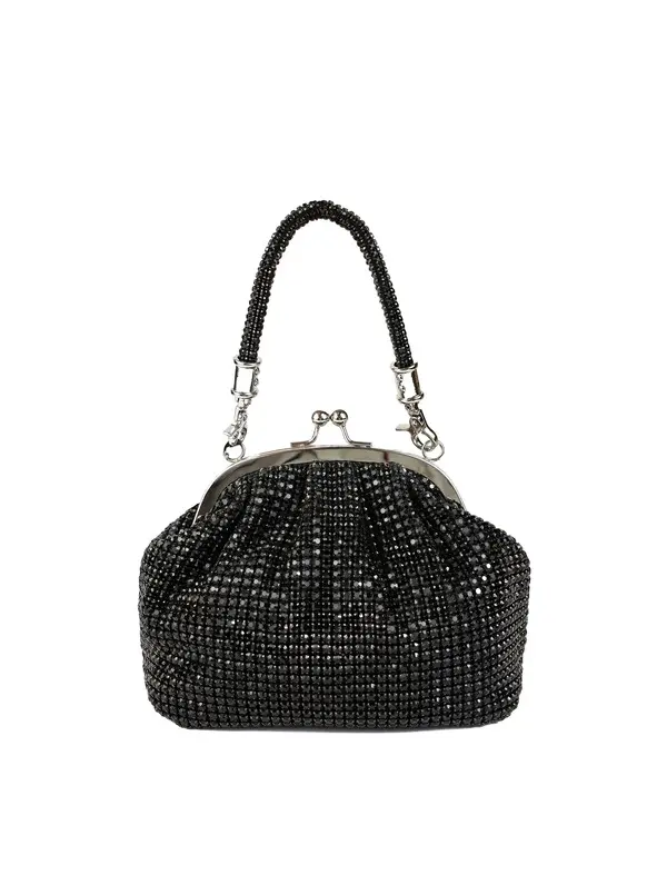 Vintage-Style Rhinestone Kiss-Lock Clutch Bag