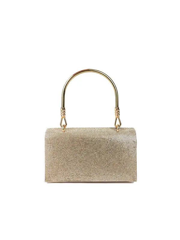Crystal Flap Clutch Bag with Sculptural Handle
