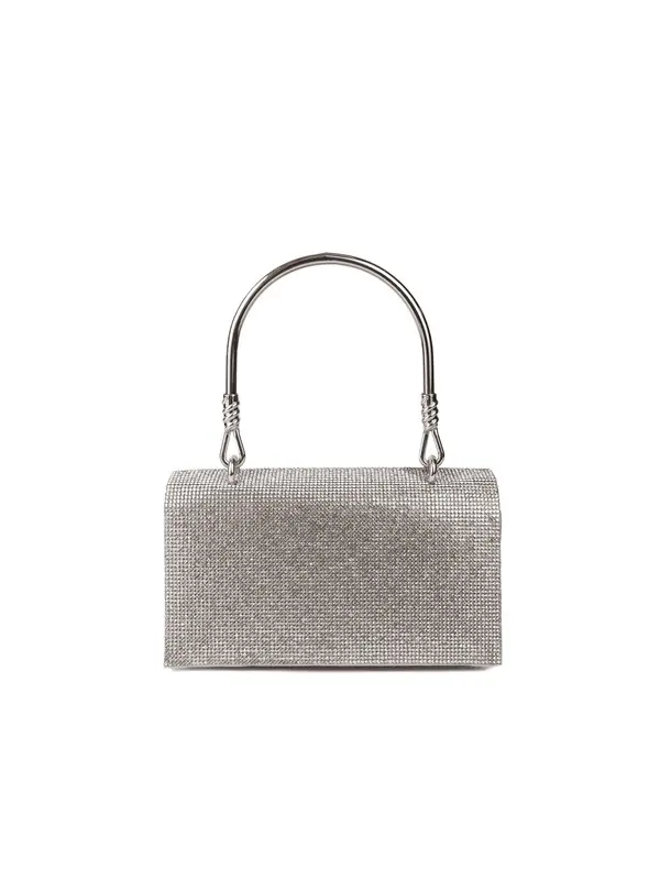 Crystal Flap Clutch Bag with Sculptural Handle