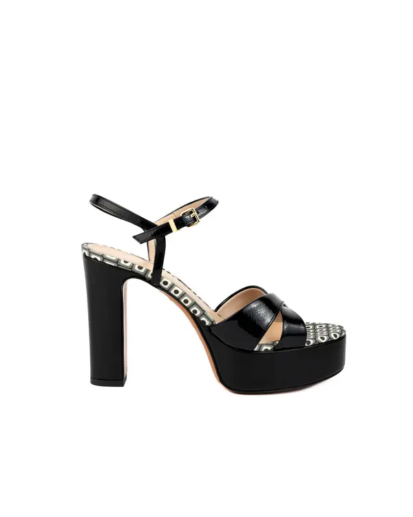 Patent Leather Criss-Cross Platform High Heel Sandals