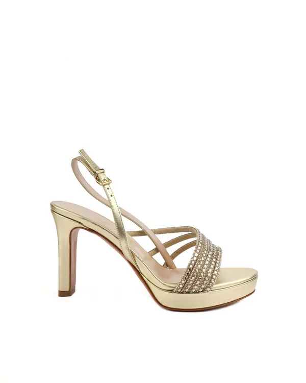 Sparkling Metallic Slingback Platform Sandals