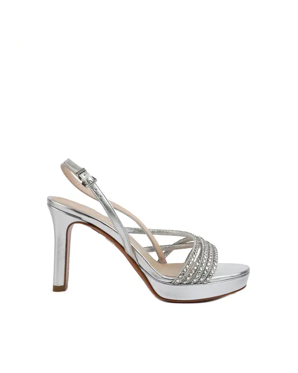 Sparkling Metallic Slingback Platform Sandals