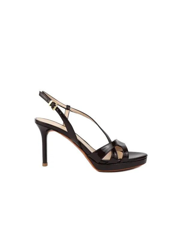 Glossy Patent Leather Strappy Platform Sandals