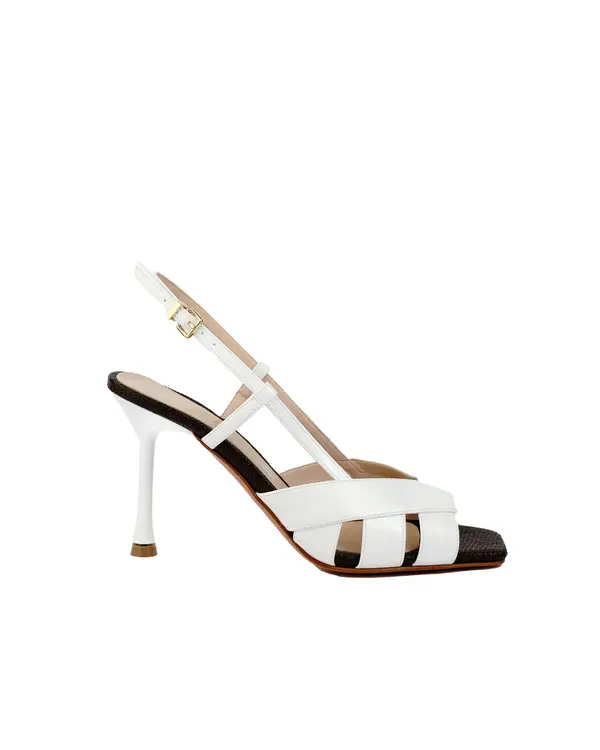 Two-Tone Strappy Slingback Heeled Sandals