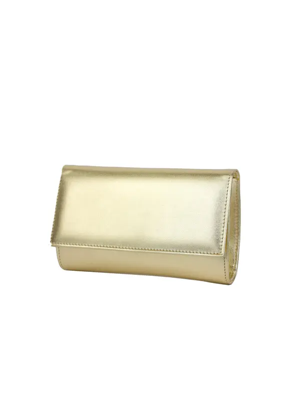 Leather Envelope Clutch Bag with Gold Chain Strap