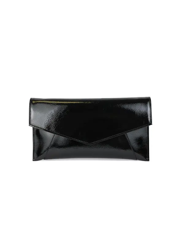 Patent Leather Envelope Clutch Bag with Gold Chain