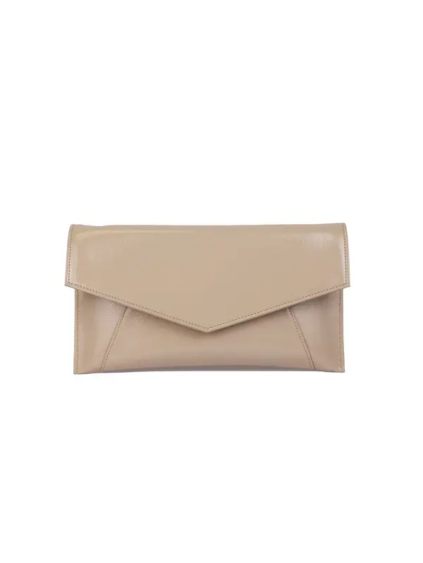 Patent Leather Envelope Clutch Bag with Gold Chain