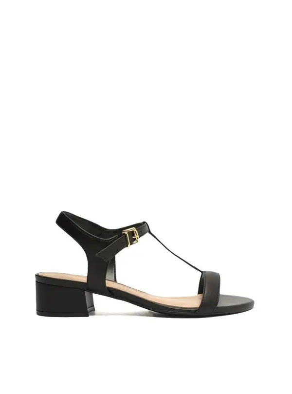 Basic Black Low Block Heel Sandal Image
