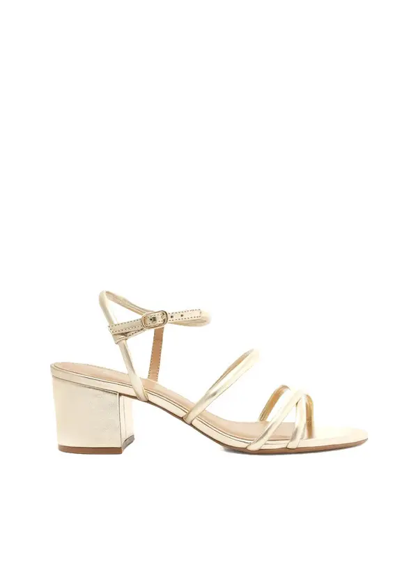 Beige Leather Flat Sandal with Knot Straps Image