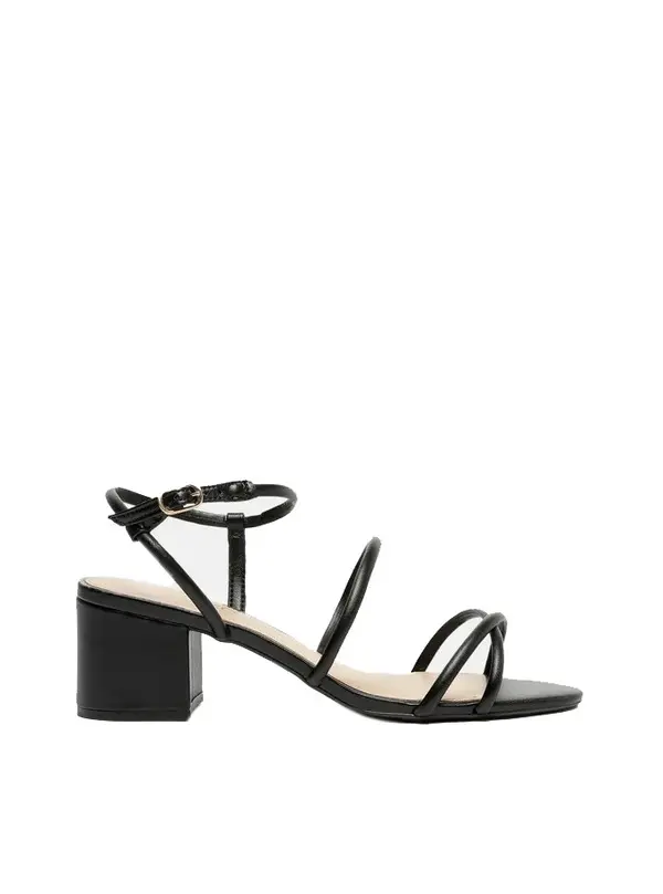Leather Strappy Sandal with Block Heel