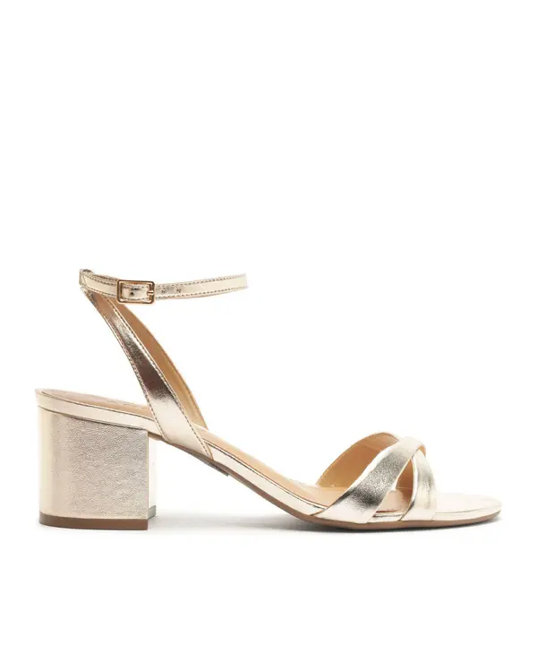 Gold Medium Block Heel Sandals Image