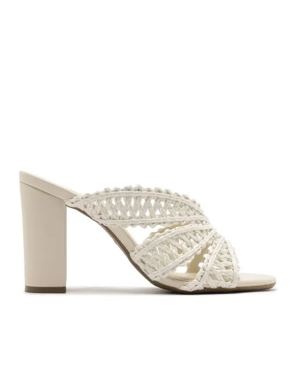 Off-White Woven Macramé Block Heel Mule