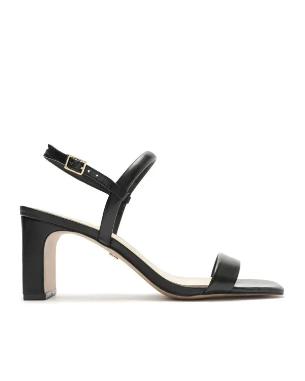 Black Leather Monochromatic Block Sandal