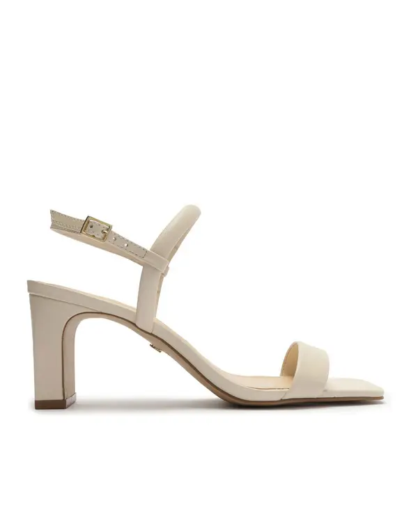 Off-white Leather Monochromatic Block Sandal