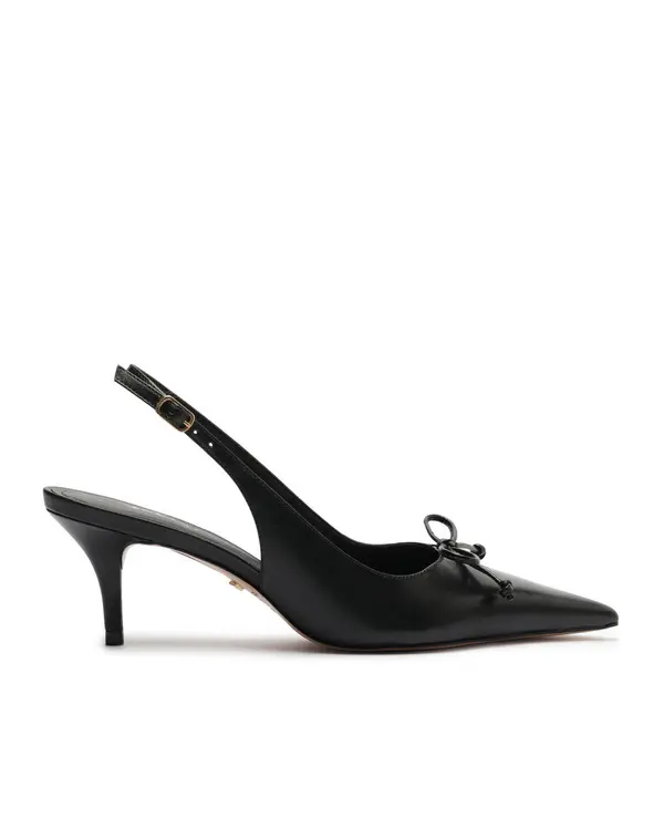 Leather Bow-Accent Slingback Pointed Toe Pump