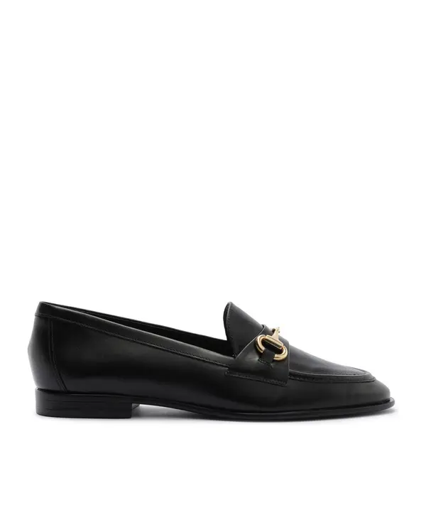 Black Leather Loafers with Pointed Toe