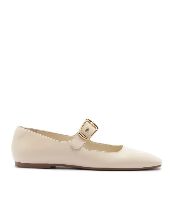 Off-White Square-Toe Leather Mary Jane Ballerinas