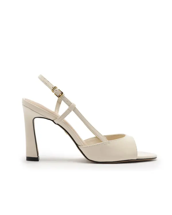 Off-white Patent Leather Slingback Heeled Sandal
