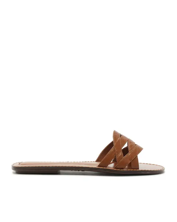 Brown Strappy Flat Slipper