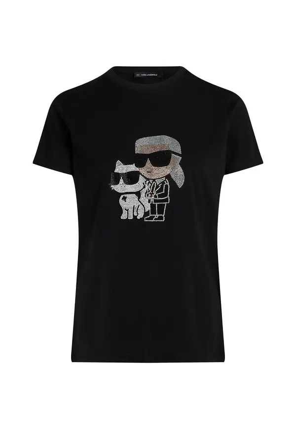Shimmering Ikon Sketch Karl&Choupette Short Sleeve T-shirt