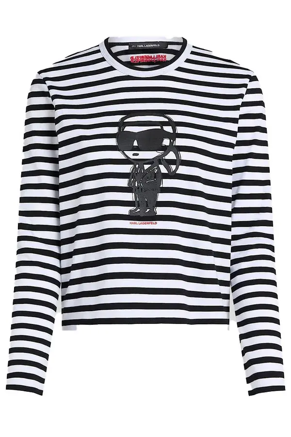 Ikon Print Stripe Long-Sleeved T-shirt