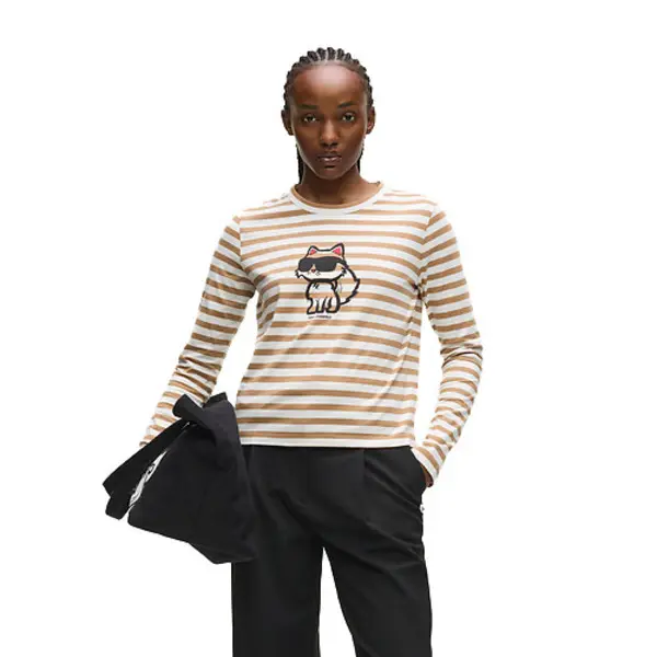 Ikon Print Stripe Long-Sleeved T-shirt