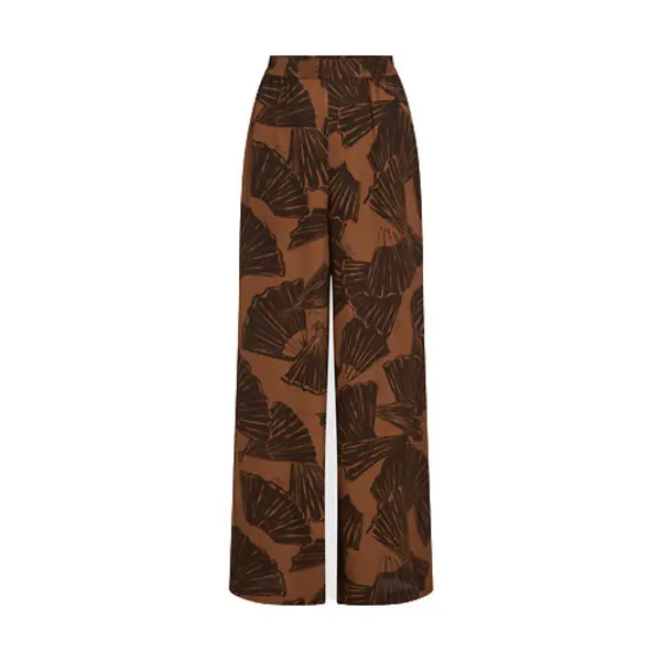 Fan Print Wide Leg Pants