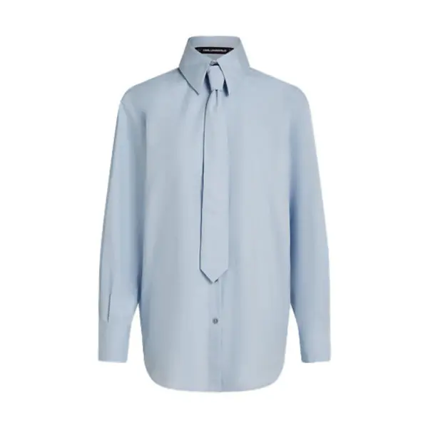 Poplin Long Sleeve Shirt with Tie
