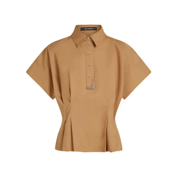 Tapered Cut Short Sleeve Poplin Shirt