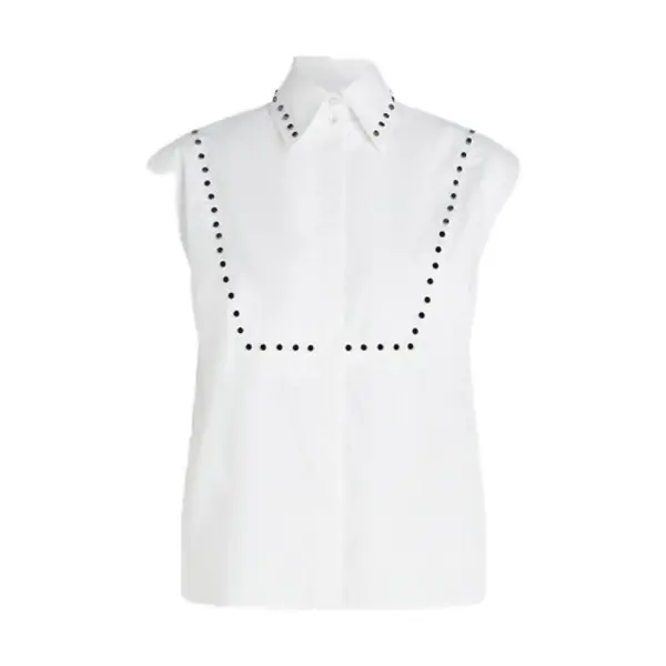 Studded Poplin Sleeveless Shirt