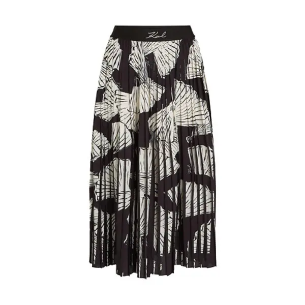 Pleated Printed Midi Skirt
