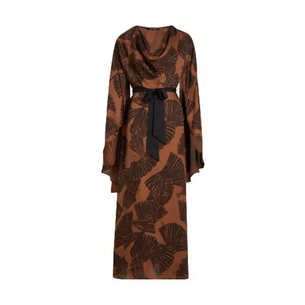 Fan-Print Kaftan Maxi Dress