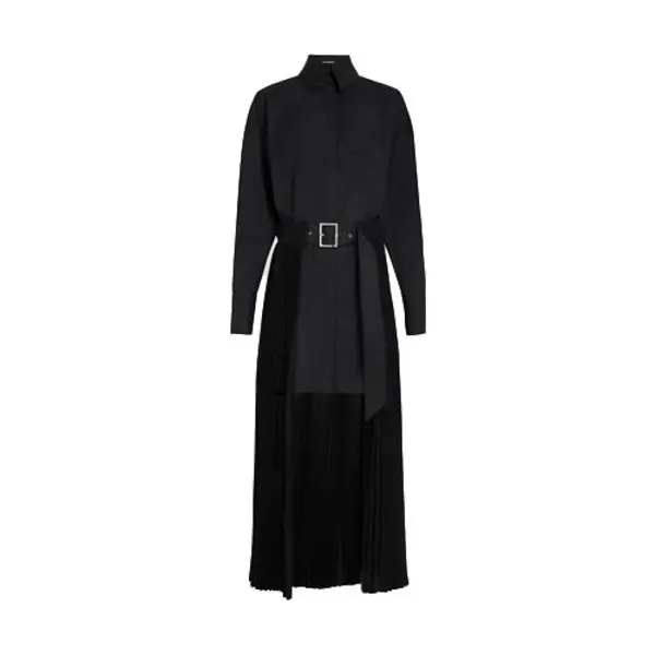 Pleated Panel Shirt Dress