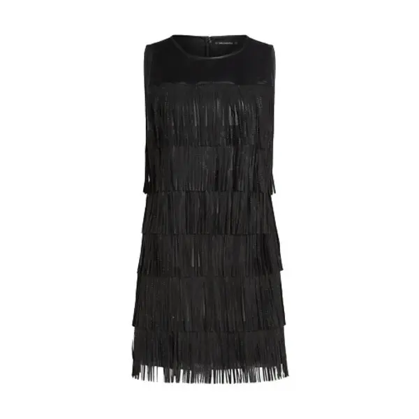 Faux Leather Fringe Dress