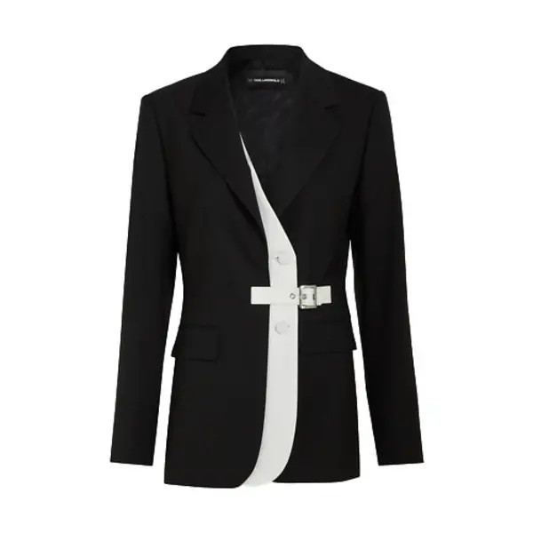 Belted Contrast Lapel Blazer