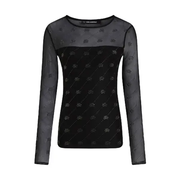  Rhinestone Autograph Mesh Top