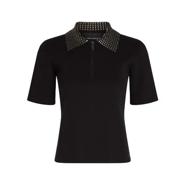 Stud Detail Collar Polo Shirt