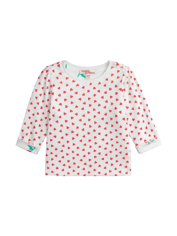 Kids Baby Girl Long Sleeve Top With All-Over Red Heart Print