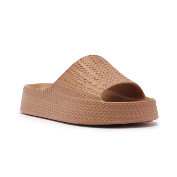 Brown Braided Flatform Slide with Strap Image