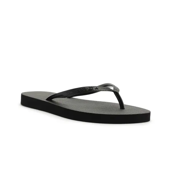 Classic Black Flip Flops with Chevron-Textured Sole Image