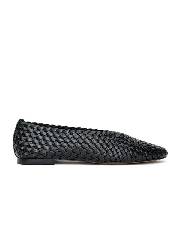 Woven Pointed-Toe V-Vamp Ballerina