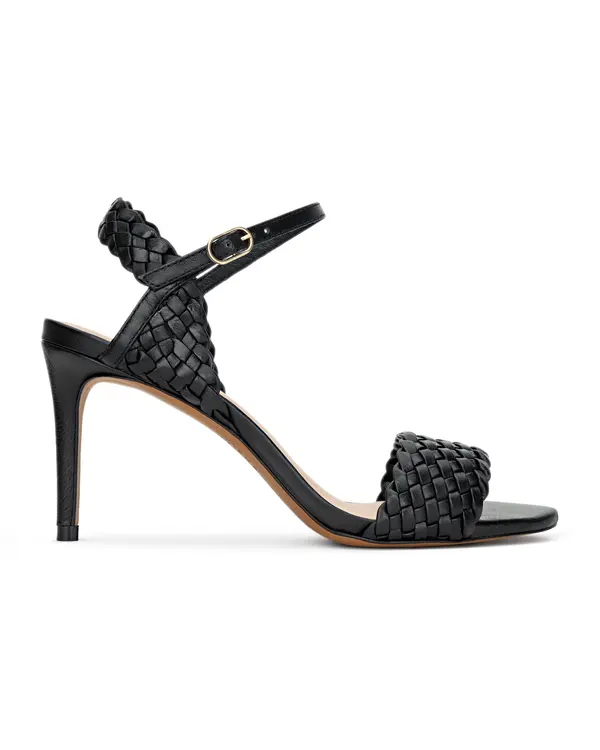 Intricate Hand-Woven Leather Stiletto Sandals Image