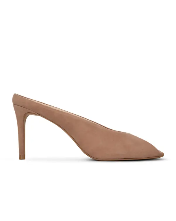 Suede Peep-Toe Mules with Deep V-Cut Vamp Image