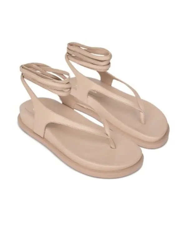 Leather Wraparound Thong Sandals