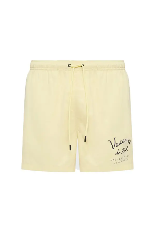 "Vacances" Graphic Print Swim Shorts