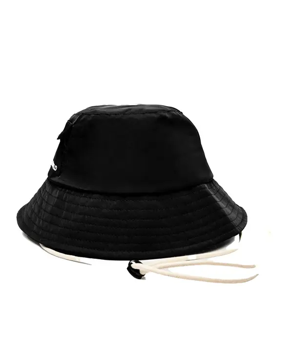 Nylon Bucket Hat with Utility Pocket and Chin Strap