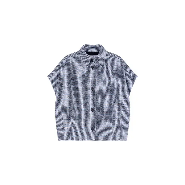 Straight Cut Sleeveless Tweed Overshirt