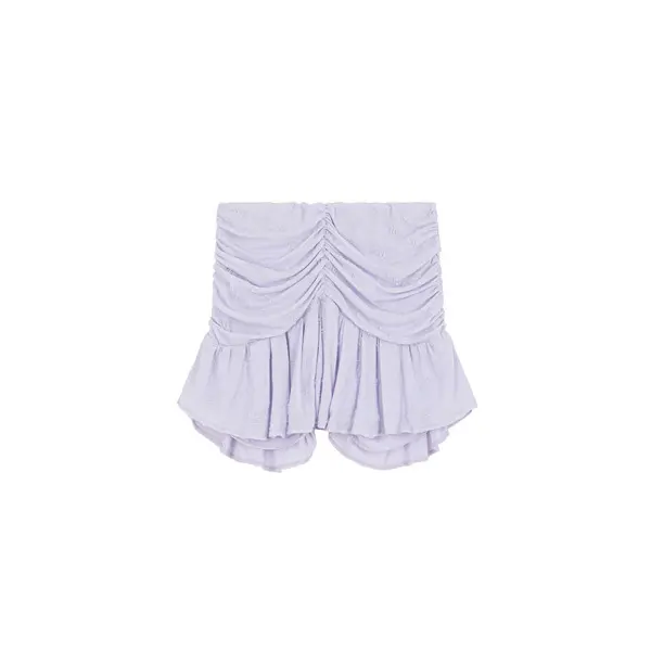 Fitted Gathered Mini Skirt with Ruffled Hem