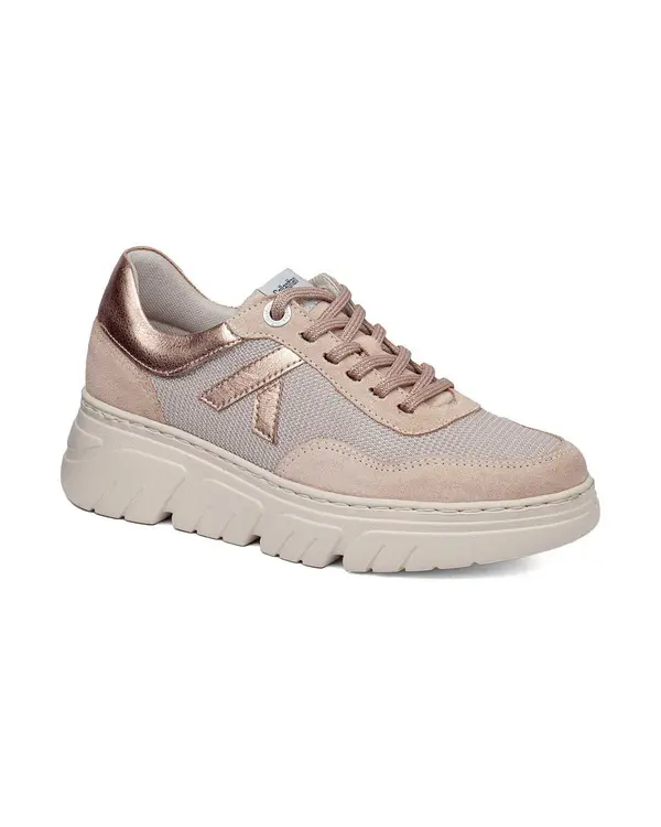 Mixed-Media Sneakers with Chunky Platform Sole